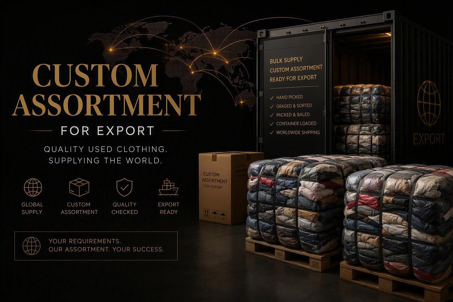 Custom assortments of premium used clothing – hand-picked lots tailored to your market