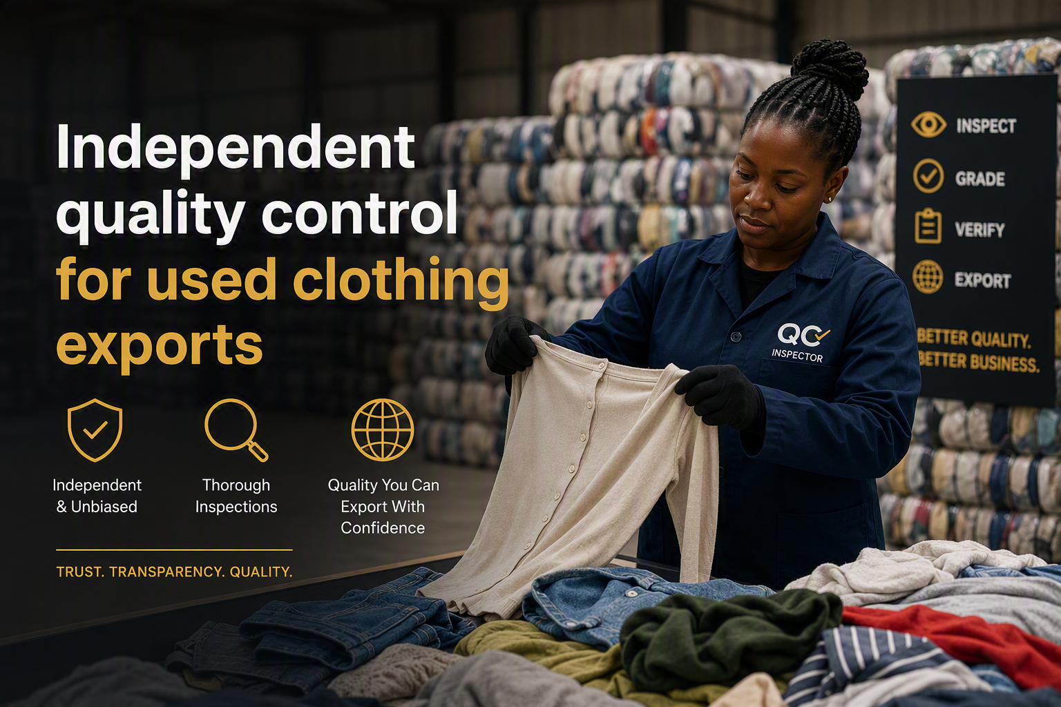 Independent quality control inspection for used clothing exports – third-party verification at every stage
